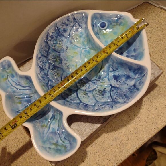 Ceramic Fish Divided Dish Bowl Platter - Picture 5 of 6